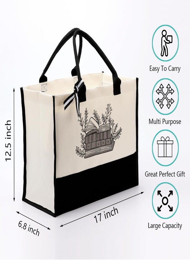 EDCTO Canvas Tote Bag, Cotton Canvas Tote Bag, Birthday Gifts for Women Librarian Book Reader Book Lover, Canvas Tote Bags for Women, Womens Weekend Bag… - Image 2